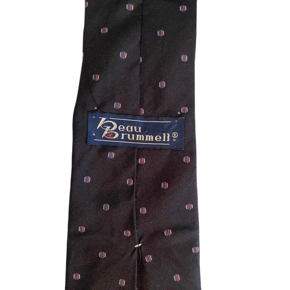 Beau Brummell Mens Vintage Polka Dot Necktie Black Burgundy Classic Formal Tie